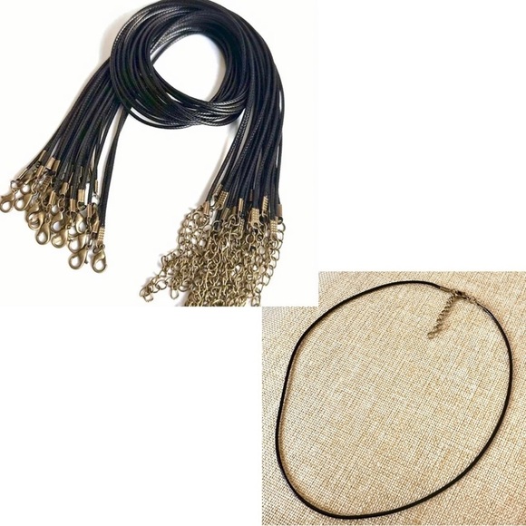 🔴 5 for $10 ONE Black PU Leather Cord Necklace with Lobster Clasp - Picture 1 of 6